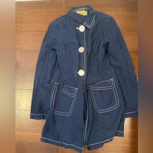 guc libertine for target Navy Blue Women's coat Jacket with White Stitching medi